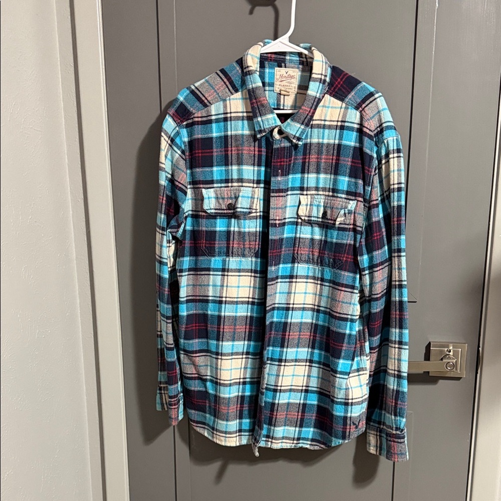 American Eagle Outfitters Heritage Flannel in Blue and Red